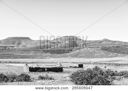 A Farm Landscape With Ruins On Road R364 Below The Klipfontein Pass In The Cederberg Mountains Of Th