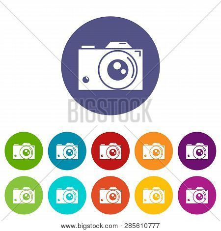 Retro Camera Icons Color Set Vector For Any Web Design On White Background