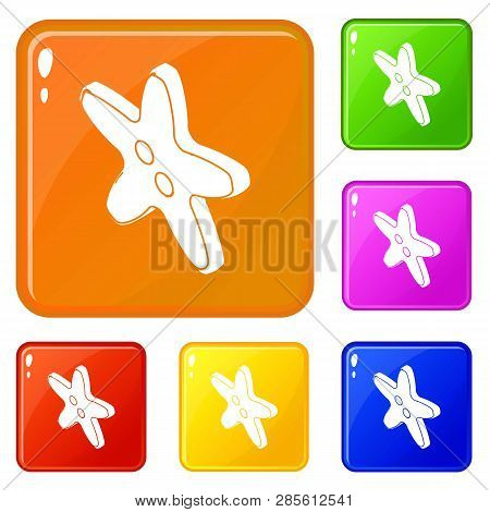 Star Clothes Button Icons Set Collection Vector 6 Color Isolated On White Background