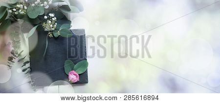 Tender Flower Still Life With Slate Plate And Bokeh For A Wedding Or Mothers Day Text
