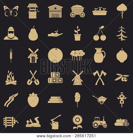 Agronomy Icons Set. Simple Style Of 36 Agronomy Vector Icons For Web For Any Design