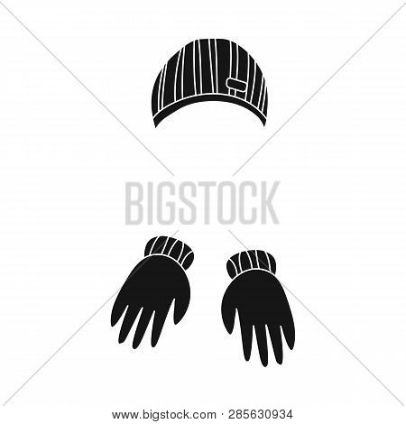 Vector Design Of Hat  And Gloves Icon. Set Of Hat  And Hand Vector Icon For Stock.