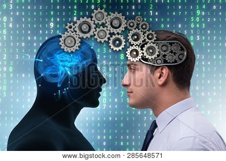 Cognitive computing concept as future technology with businessma