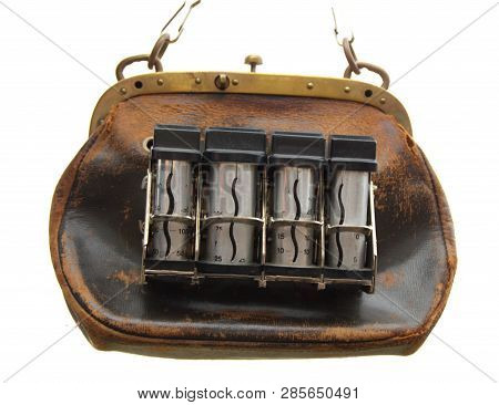 Vintage, Bag For Ticket Salesman With Tubes For Money.