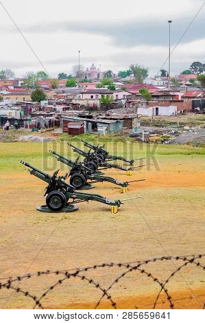 Artillery Cannon Guns On Display At Local Township