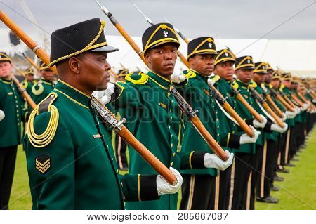 South African Defence Force Soldiers On Parade
