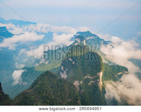 Beautiful Tianmen Mountain View From Cable Car To Tianmen Mountain.tianmen Mountain Cable Car The Lo