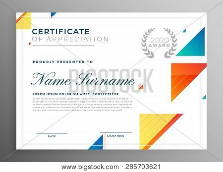 Stylish Modern Certicate Of Appreciation Template Design