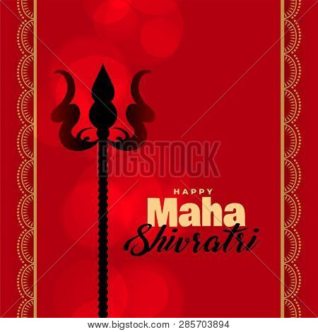 Lord Shiva Trishul On Red Background Vector Illustration