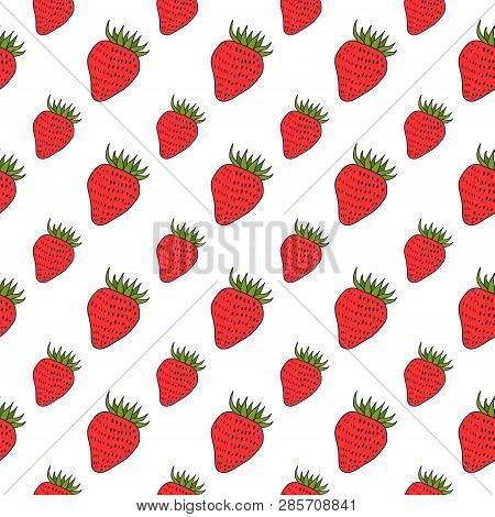 Strawberry Seamless Pattern Illustration Background. Fruit Endless Vector