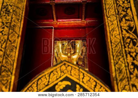 Big Golden Buddha Statue In Midst Of Temple’s Hall