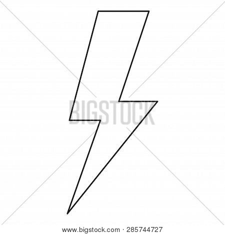 Line Art Black And White Energy Symbol. Power Thunder. Electricity Themed Vector Illustration For Ic