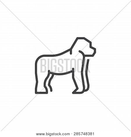 Gorilla Side View Line Icon. Linear Style Sign For Mobile Concept And Web Design. Monkey Standing Ou