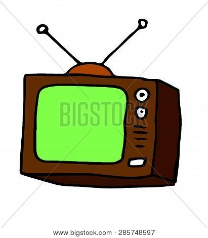 Simple And Funny Illustration Of An Old Television To Which You Can Put Anything On The Screen