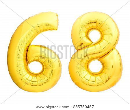 Golden Number 68 Sixty Eight Made Of Inflatable Balloon