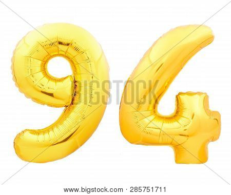 Golden Number 94 Ninety Four Made Of Inflatable Balloon