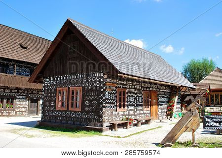 Cicmany, Slovakia - September 10, 2018: Old Wooden House In Village Cicmany