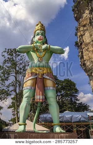 Kuala Lumpur, Malaysia - December 30, 2018. Large Statue Of The Buddhist Deity Of Hanuman Hindhu, 15