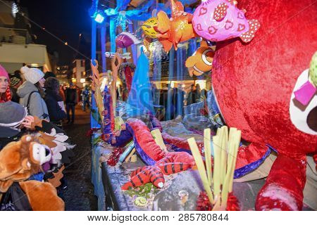 Participants In Costumes Perform A Street Procession At The Carnival
