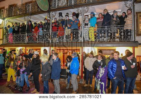 Participants In Costumes Perform A Street Procession At The Carnival