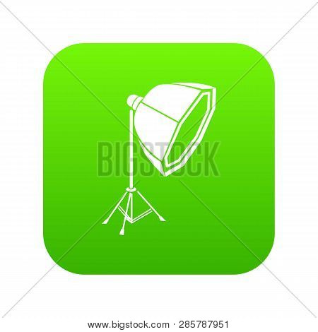 Studio Light In Softbox Icon Green Vector Isolated On White Background