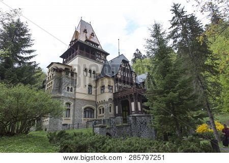Sinaia, Romania - April 27, 2018: Peles Castle In Sinaia