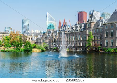 View Of Binnenhof - Dutch Parliament With Fountain, The Hague, Holland