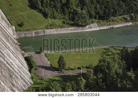 Bicaz, Neamt, Romania - August 09, 2018:  A View Of Bicaz Dam On August 09, 2018 In Bicaz.