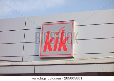 Ostrava, Czech Republic - February 23, 2019: Logo Of A Kik Cheap Clothes Retail Shop In Ostrava, Cze