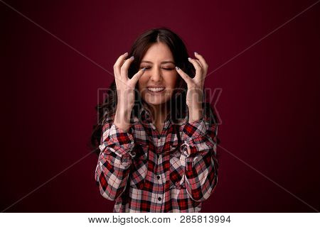 Woman Have A Headache And Feeling Sick. Feeling Bad.