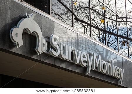 Ottawa, Canada - November 11, 2018:  Surveymonkey Logo On Their Main Office For Ottawa, Ontario. Sur