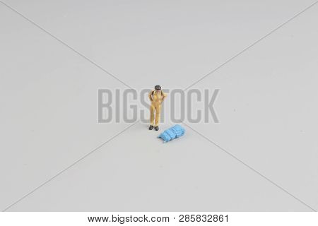 Mini Ature Backpacker , Tourist People Isolated On  Background