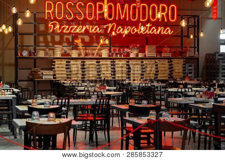 The Rossopomodoro Pizzeria Napoletana Restaurant Inside Fico Eataly World In Bologna, Italy, 5 Feb 2
