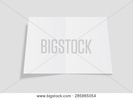 Mockup Of The Booklet Or Brochure With Open Blank Pages. A4 Half Folded. Isolated Vector Illustratio