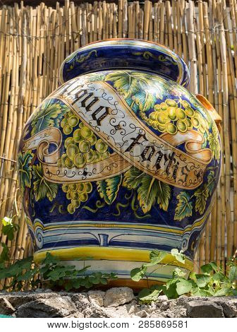 Ravello, Italy - June 16, 2017: Artistic Ceramic Products For Sale In Ravello. A Small Charming Town