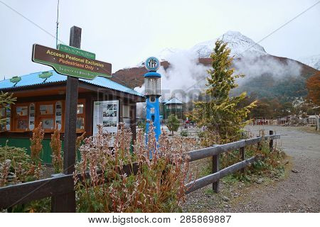The Signboard The End Of The World Train, Pedestriand Only, Which The Upper Half Is The Same Meaning