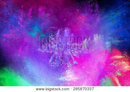 Color Holi Festival. Colourful Explosion For Happy Holi Powder. Color Powder Explosion Background.