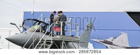 Le Bourget, France - June 24, 2017. Aircrafts Parked At Meeting Space In Paris Le Bourget During The