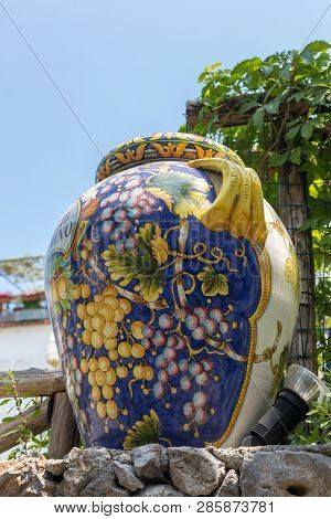 Ravello, Italy - June 16, 2017: Artistic Ceramic Products For Sale In Ravello. A Small Charming Town