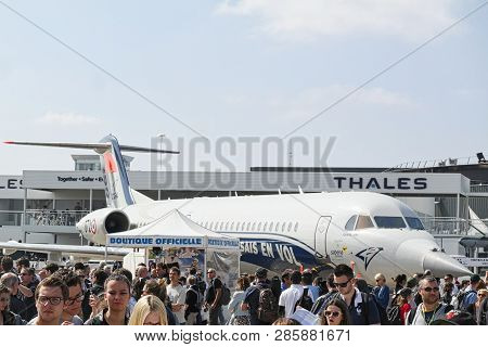 Le Bourget, France - June 24, 2017. Aircrafts Parked At Meeting Space In Paris Le Bourget During The