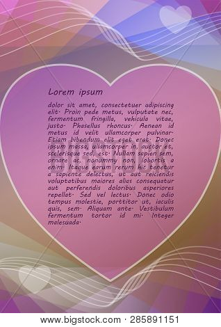 Pink And Pastel Colored Abstract Background With Heart Motif And Copy-apace, Sample Text. Sweet Colo