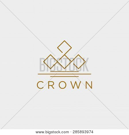 Crown Elegant Line Logo Template Vector Illustration Icon Element