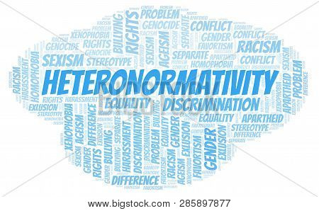 Heteronormativity - Type Of Discrimination - Word Cloud. Wordcloud Made With Text Only.