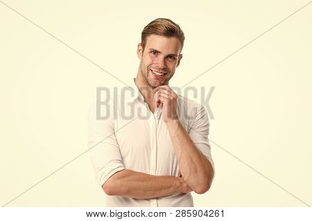 Businessman Start Up Business. Successful Start Up Of Businessman. Happy Businessman Begins Business