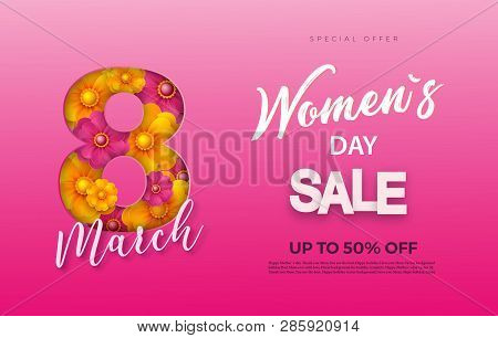 Spring Sale S Banner Template With Paper Flower On Colorful Backgruond Illustration.
