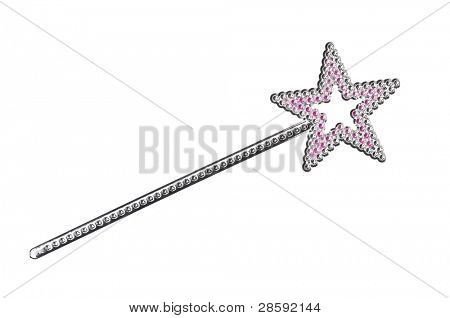 Sølvfarvede tryllestav isoleret på hvid baggrund