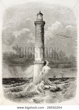 Heaux de Brehat farol antiga ilustração, França. Autor não identificado, publicado em Pi de Magasin