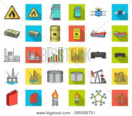 Oil Industry Cartoon, Flat Icons In Set Collection For Design. Equipment And Oil Production Vector S