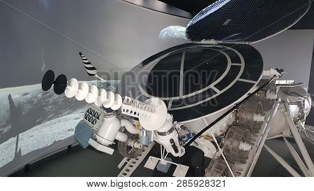 Moscow, Russia - 05.07.2018: Spacecraft, Units And Equipment Of Russia In The Space Museum