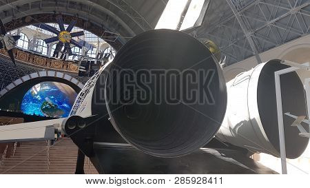 Moscow, Russia - 05.07.2018: Spacecraft, Units And Equipment Of Russia In The Space Museum